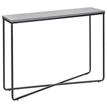 Consola Rectangular Efecto Hormigón con MDF Negro y Hierro Pintado 110 x 31 cm Estilo Moderno Glam Lakota