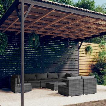10-Piece Grey Poly Rattan Garden Lounge Set with Cushions