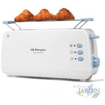 Tostadora 2 Rebanadas con Ranuras Largas, Termostato Regulable, Función Descongelación y Recalentamiento, Bandeja Recogemigas, Potencia 850W