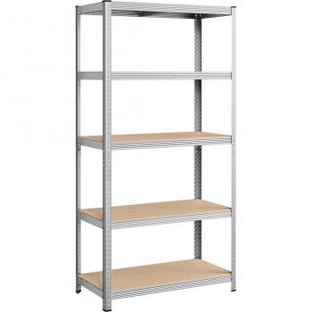 SONGMICS Estantería Pesada de 5 Niveles, Acero, Montaje sin Herramientas, para Instrumentos, Garaje, Almacén, Trastero, Carga de 600 kg, Dimensiones: