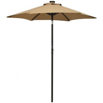 vidaXL Garden Parasol with LED Lights Taupe 200x211 cm Aluminium