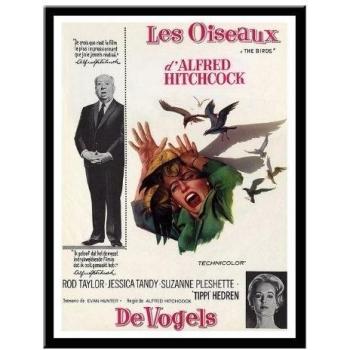 Los pájaros Alfred Hitchcock Vintage Movie Print negro enmarcado - 41 x 31 cms