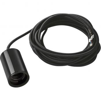Lámpara colgante Fitu E27 redonda negra con cable desnudo de 5m, máximo 60W