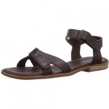 Timberland Girls Flat Sandal FTK_EK Willowbrook Crossband Sandal - Sandalias de vestir de cuero para niña marrón Braun