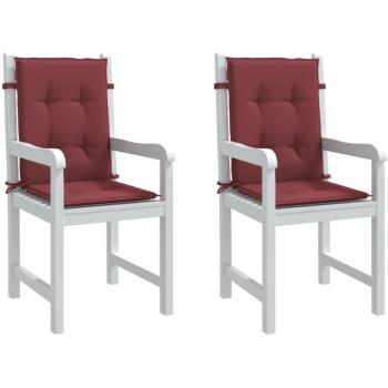 Cojines de silla de respaldo bajo 2 piezas tela rojo tinto Mélange