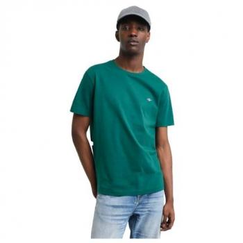 Camiseta de Manga Corta Gant Reg Shield para Hombre, Verde Oscuro, Algodón, Talla L