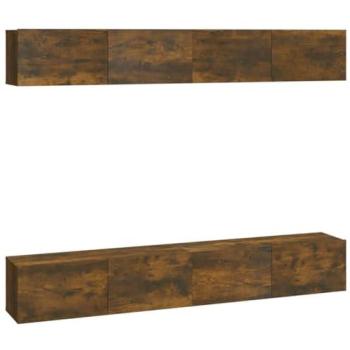 Mueble de TV de pared 4 piezas roble ahumado 100 x 30 x 30 cm diseño clásico