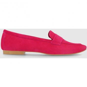 Mocasines planos de mujer en ante de color fucsia Lodi