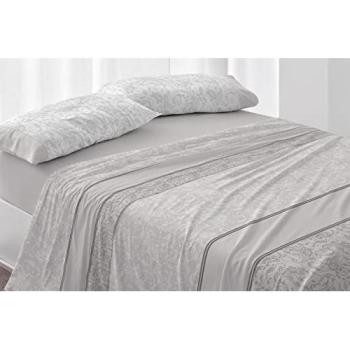 Juego de Sábanas 038 Topo Burrito Blanco - Cama de 90, Poliéster 50% Algodón 50%, Fácil Planchado, Diseño Gris