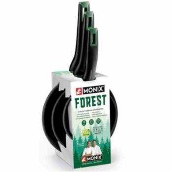 Juego de Sartenes Monix FOREST M501236 - Set de 3 sartenes de aluminio forjado, tamaños Ø18 cm, Ø22 cm y Ø26 cm