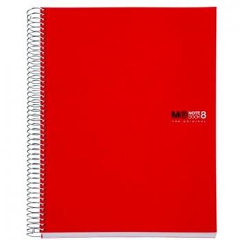 Miquelrius 42002 - Cuaderno A4, 200 hojas (franjas de 8 colores), cuadrícula 5 mm, tapa de polipropileno