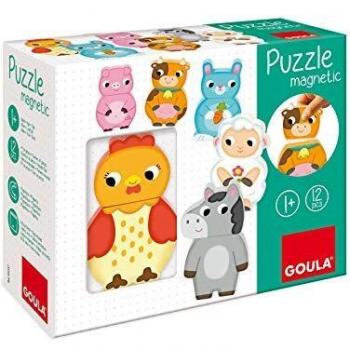 Goula - Puzle magnético animales granja, Puzle de madera a partir de 1 año