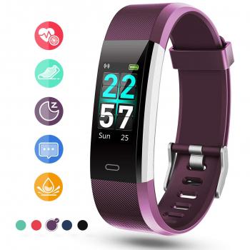 Glymnis Pulsera Actividad Inteligente Pulsera Deportiva IP68 con 14 Modos de Deporte Compatible con iOS y Android Púrpura