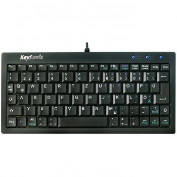 KeySonic Super Mini / Classic Stye, Con cables, USB, QWERTZ, Negro, 217 x 14 x 103 mm, 220 g