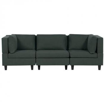 Sofá Modular Moderno 3 Plazas Tapizado en Tela Poliester con Respaldo Acolchado Verde Oscuro Unstad