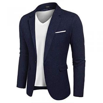 MAXMODA Blazer Hombre Slim Fit Chaqueta Blazer Casual Botón Armada