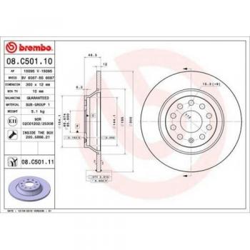 Brembo 08.C501.11 Rotores de Discos de Frenos