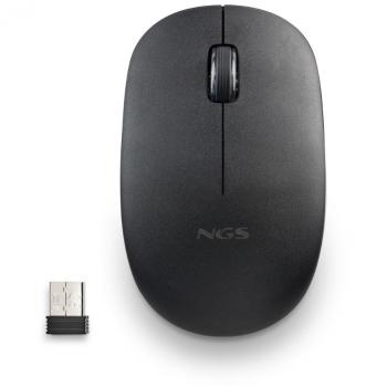 NGS Fog Pro Black - Ratón Inalámbrico Óptico de 1000 dpi con Interfaz Nano USB y Botones Silenciosos