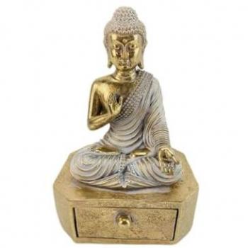 Figura Decorativa Romimex Dorado Buda 11 x 17 x 9 cm