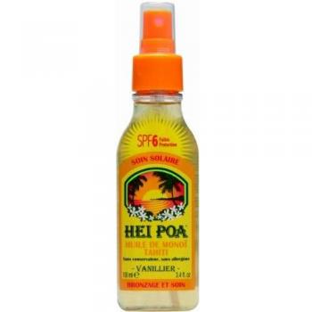Hei Poa, Filtro solar corporal con Aceite de Monoï, perfume vainilla SPF6-100 ml.