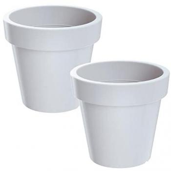 Maceta de Plástico Lofly Blanca Elegante y Moderna - Pack de 2 - 13,4x13,4x12cm