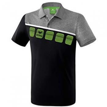 Erima 5-C Short Sleeve Polo Shirt Black/Grey Marl/White L Male