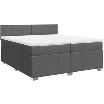 Cama box spring con colchón tela gris oscuro 200x200 cm