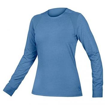 Endura SingleTrack Maillot de Ciclismo MTB de Manga Larga para Mujer, Azul Acero, Talla L