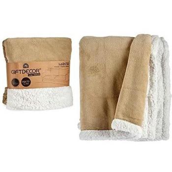 Manta Polar Reversible Beige y Blanco (130 x 170 cm)