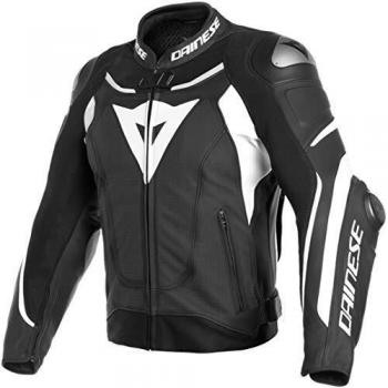 Dainese Super Speed 3 - Chaqueta de piel para moto, color negro y blanco