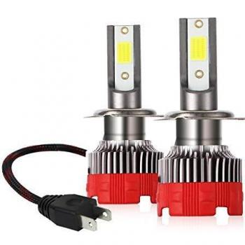 Kairiyard Bombillas de Faro LED H7 6000K Haz de Alta Intensidad 50W 8000 Lúmenes Lámpara Antiniebla Kit de Chips DOB Extremadamente Brillante 2 Lámparas Rotación 360° Bi-Xenón Conversión Todo en Uno