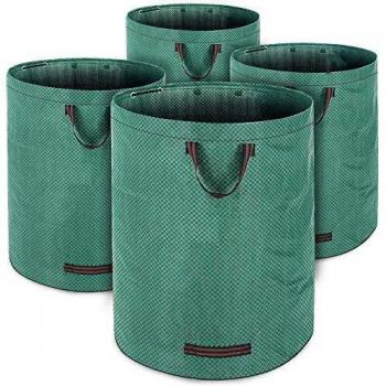 Set de 4 Sacos de Jardín Verdes de 280 Litros con Capacidad de Carga Máxima de 50 kg y 3 Asas Ergonomicas