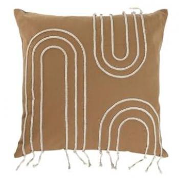Cojín Home ESPRIT Blanco Mostaza Boho 45 x 45 cm