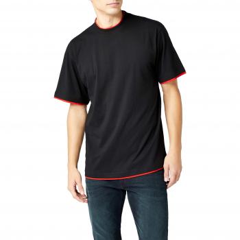 Urban Classics Men's Contrasting Tall T-Shirt (Black/Red)