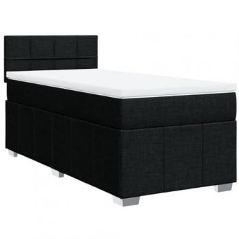 Cama box spring con colchón tela negro 90x190 cm