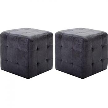 vidaXL Mesitas de noche 2 uds piel de ante artificial gris 30x30x30cm