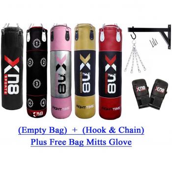 Xn8 - Conjunto para entrenamiento de artes marciales mixtas, con saco de boxeo vacío de 1,2 - 1,5 m, soporte y guantes, negro