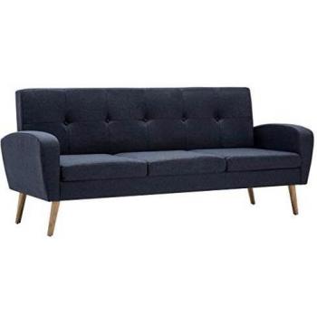 vidaXL Sofá 3 Plazas Tela Gris Oscuro Sillón Asiento Silla Mueble Mobiliario