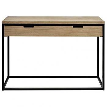 Consola Eco Three 120x35x81cm Negra de Madera Maciza de Pino con Acabado Vintage Estilo Industrial