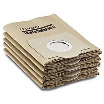 Kärcher Kit de Bolsas de Filtro de Papel Originales, 5 Unidades, Doble Capa, para Lava-aspiradores SE y Aspiradores en Seco y Húmedo WD, Color Blanco
