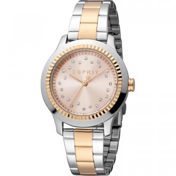 Esprit Joyce Women's Stainless Steel Analog Watch - Silver Grey Rose Gold Dial