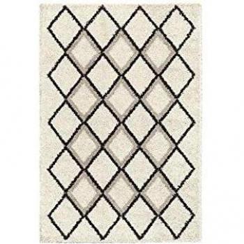 Alfombra Suzan Shaggy Bereber Geométrica Gris Crema (150 x 220 cm)