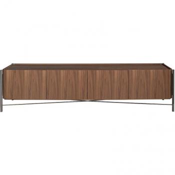 Mueble TV Angel Cerdá 3240C Nogal y Acero Oscurecido, Chapa Nogal, 220 x 46 x 53 cm