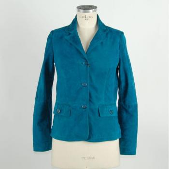 Emilio Romanelli Elegant Green Leather Blazer - IT42|M with 3 Button Closure