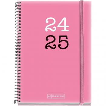 Agenda Escolar 2024-2025 Miquelrius College Rosa, activa día página, en castellano e inglés