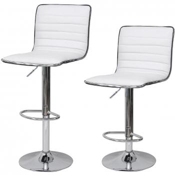 Songmics 2 x Taburete de Bar con Respaldo sintético Blanco LJB65W