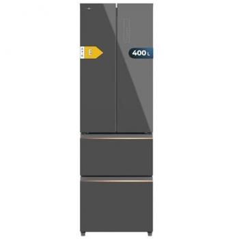 Frigorífico Combi Cecotec Bolero CoolMarket F2D 400 L con Puerta Francesa, Nofrost, Multi Airflow y Alarmas de Temperatura - Cristal Gris