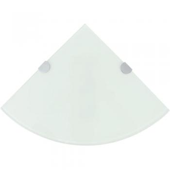 vidaXL Corner Shelf with Chrome Supports Glass White 25x25 cm