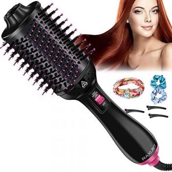 Cepillo de Aire Caliente Portátil,5 en 1 Cepillo Secador de Pelo Secador Moldeador Rizador y Plancha, 3 modos, Multifunción Secador de con Iones Negativos para Peinado de Salón de Belleza