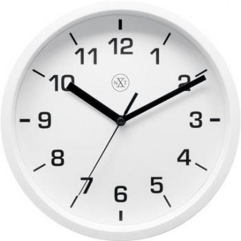 Reloj de Pared NXT Diámetro 20cm Plástico Blanco, Esfera Blanca